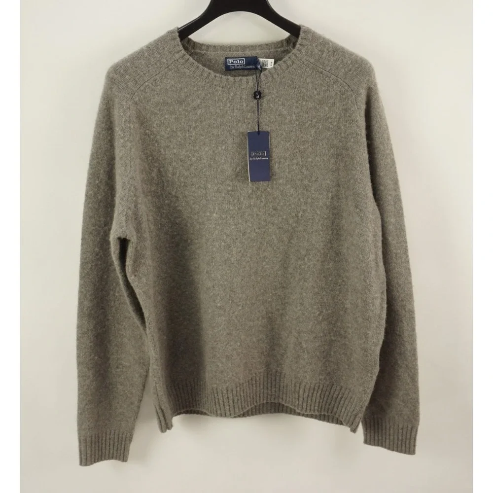 $398 Polo Ralph Lauren Wool Suede Elbow Patch Country Crew Sweater Mens 2XL Gray